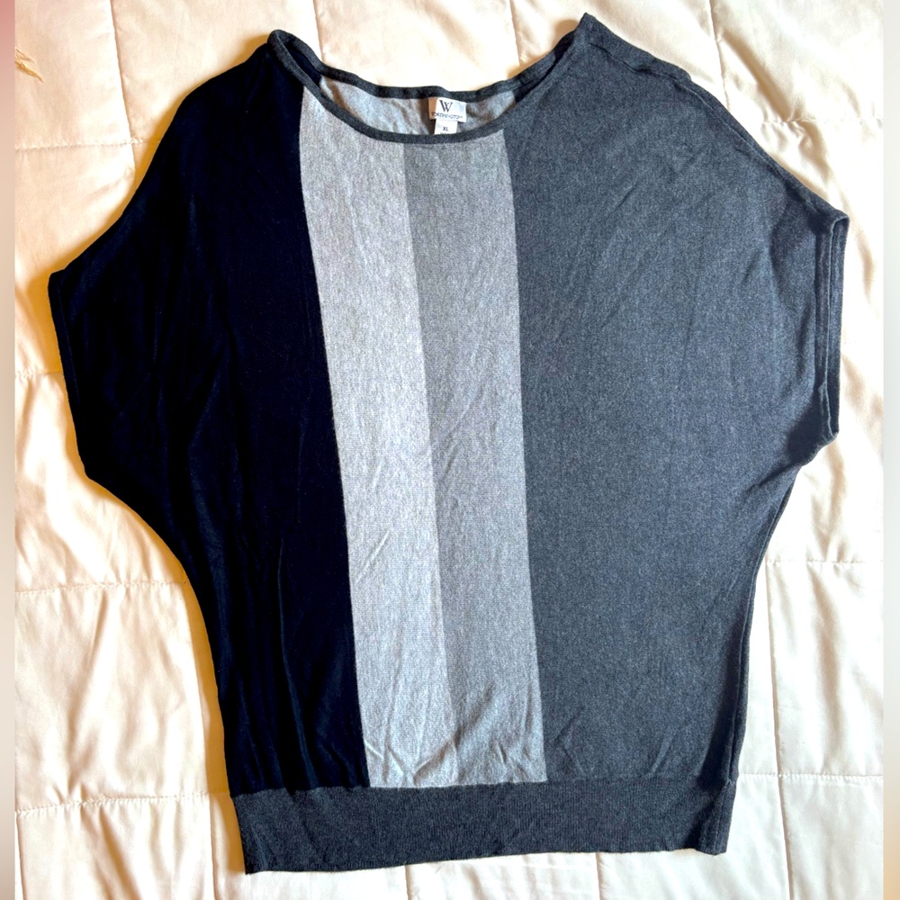 Worthington Black and Gray Color Block Sweater